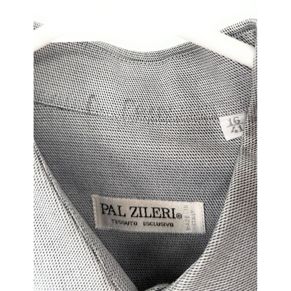 PAL ZILERI Sz 16 41 Point Collar Check Shirt Gray Handmade in Italy - Picture 3 of 9